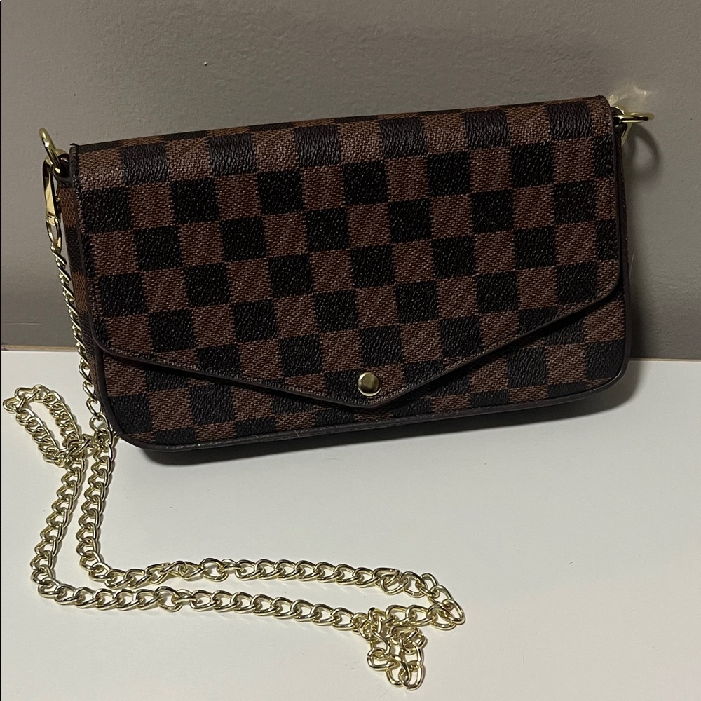 Checkered Brown and Black Women's Bag